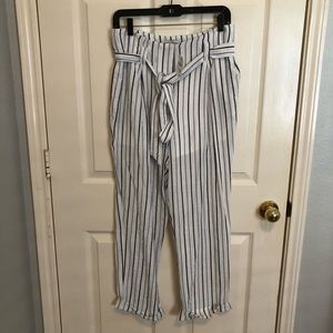 Moon River Navy stripped Front tie pants! Large!